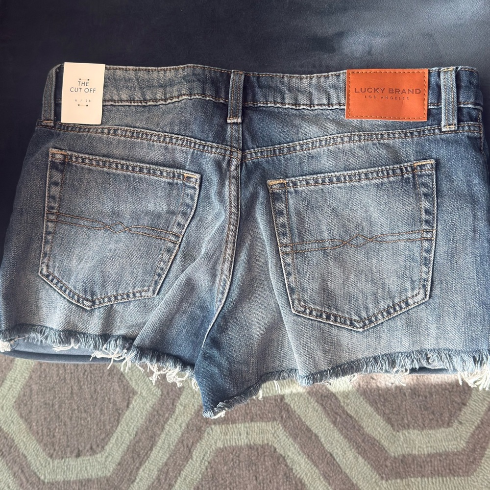 Lucky Brand Frayed Hem Denim Shorts - Blue Wash